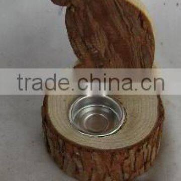 Wood candle holder