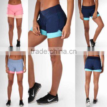 fashion boutique two layer exercise new sportswear training shorts wholesale funny wholesale women Running Shorts with mesh net