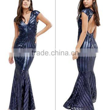 2016The latest cocktail dress designs cocktail dress for women with sequins wholesale long dress