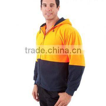 Orange/Navy Safety Jacket Full Zip Polar Fleece Hi Vis Hoodies photo-4