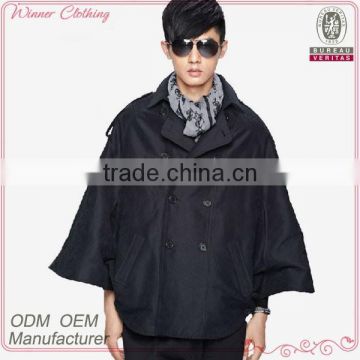 China manufacturer fashion black men's winter cape coat