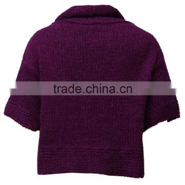 Loose High Neck Blend Alpaca Sweater for Women, Women Half Sleeve Sweater photo-2