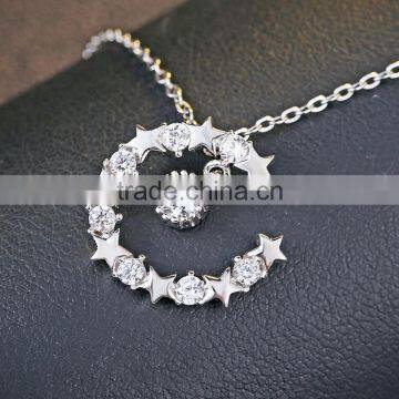 925 Sterling Silver Pendants Jewelry Engraved Circle Star Pendant Necklace photo-2