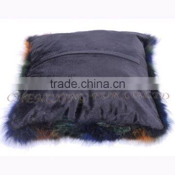 CX-D-107C Cheap Price and High Qaulity Genuine Fox Fur Patchwork Chair/Sofe Cushion Cover photo-6