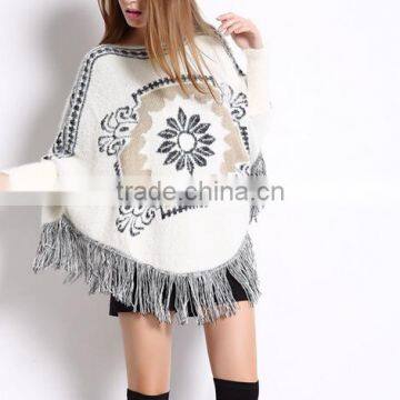 flower pattern new soft ladies pullover poncho