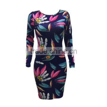 Zm50309b Latest Fashion Lady Clothes Long Sleeve Colours Womens Pprinted Dress photo-2