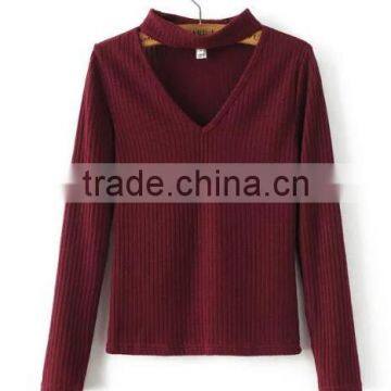 Runwaylover EY2350B Sexy Deep V-Neck Ladies Fashion Halter Tight T-Shirts photo-5