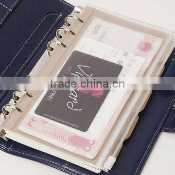 PVC storage bag A5 size bag for planner customizable zipper bag/insert pocket/card holder transparent elastic bag