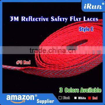 Bestselling Polyester 3M Reflective Flat Shoelaces For Sneakers - Customized Flat 3M Safety Shoelaces - Black White Red Laces photo-3