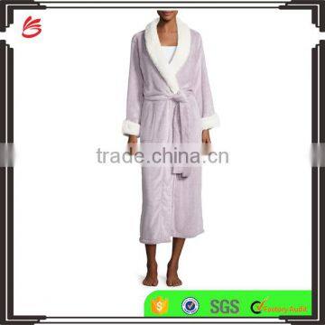 Long Lounge Robe bath towel robe for women faux fur trim dress gown