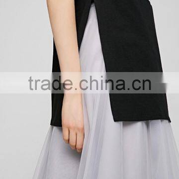 Women's English Pattern High Quality Cotton Long Printing Casual t Shirt With High Split Sides photo-5