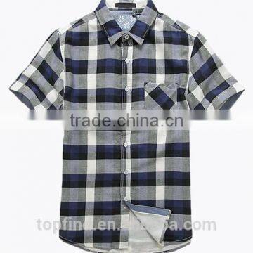 latest designs for summer plaid custom men shirt with cheap price oem