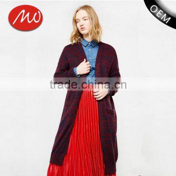 Women's long tunic wrap around mixed wool cardigan sweater with wholesale price