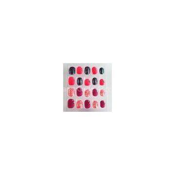 Glass stone Flocking Kids Fake Nails Pink and purple Color