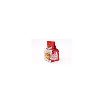 Flat Bottom Stand Up Red Coffee Packaging Bags With Tear Notch