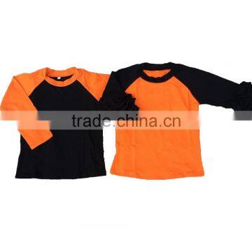 hot sale girls orange raglan t shrit kids 100%cotton halloween raglan tee