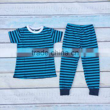 Wholesale Children Organic Cotton Fabric Pajamas Kids Girls Matching Fancy Striped Pajamas photo-2