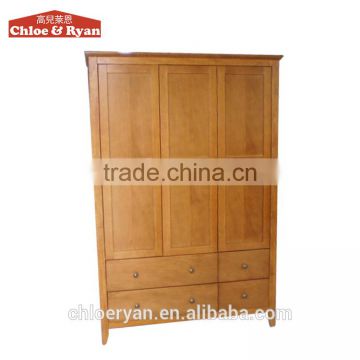 Portable bedroom cabinets 3-track sliding door wooden wardrobe closet sale