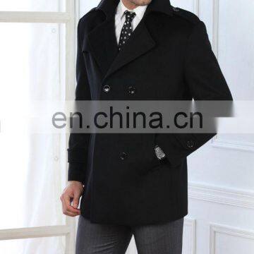 Luxury classic style black color men's cashmere overcoat