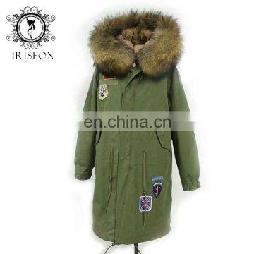 Army Green Winter Jacket Men Warm Casual Parka, Raccoon Fur Coats Big Size photo-4
