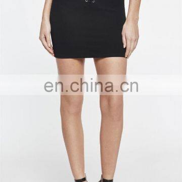 Women 's Grommet Eyelet Detail Black Mini Skirt