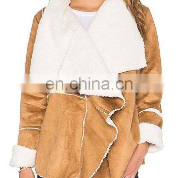 New trendy suede fake fur coat women