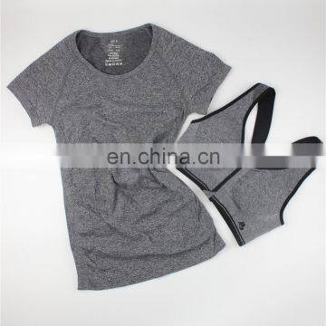 Women Yoga Sets for Running Sportswear Suit Sport T-shirt + Bra suits