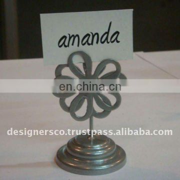 Silver Flower Wedding Favor Place Card Holder