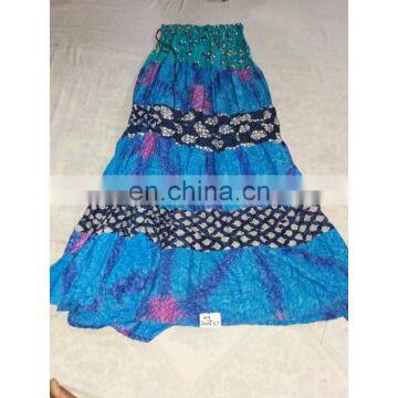 Women's Designer Handmade Cotton Printed Sky Blue Skirt girls wear long Dress party Wear