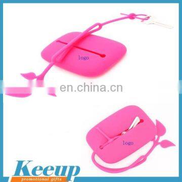 Wholesale branding candy color custom silicone key case silicone rubber bag