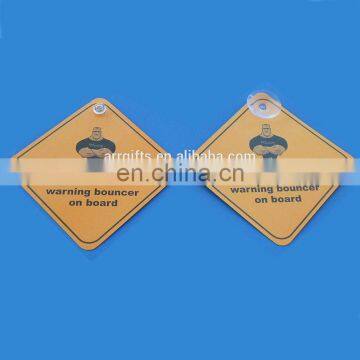 Custom Plastic Window Sticker Warning Bouncer on Board with Rubber Suction