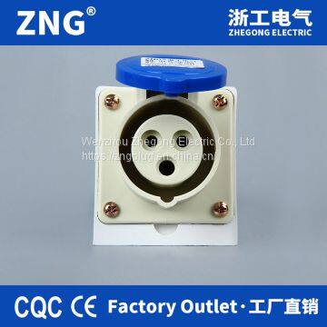 16A 230V 3 Pin Surface mounting Industrial Socket IP44, Wall mounted Industrial Power Socket 16A 2P+PE