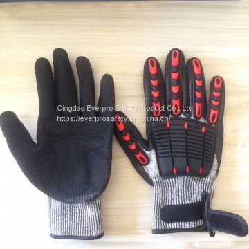 Anti Impact & Cut 13G HPPE Liner Nitrile Sandy Coated tpr anti impact gloves for oilfield