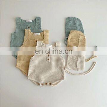 INS Newborn Baby Cute Knitted One-Piece Romper Baby Fashion Western-style Ass Romper Vest With Hat