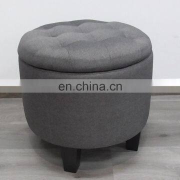 2020 Wood frame velvet stool home storage round foot stool fabric ottoman with wooden legs