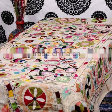 Indian Home Decorative Throws Rugs Ethnic Suzani Bedspread Antique Uzbek Suzani Embriodery Quilt photo-3