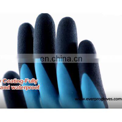 Blue Aqua Waterproof Fully Latex Coated Nylon Safety Work Gloves photo-4