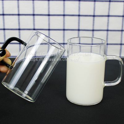 Hot Sale Logo Customized Glass Cup With Colorful Handle Glass Coffee Mug With Green Brown Blue Handle photo-3