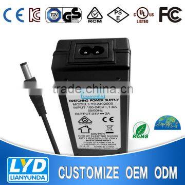 AC DC power adapter 24v 1.2a wall-mount for CCTV Camera/Voice Amplifier with UL/CUL GS CE