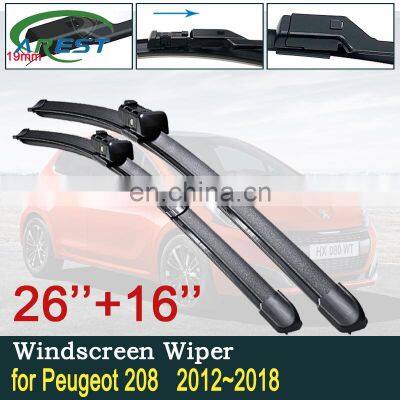 for Peugeot 208 2012~2018 Car Wiper Blades Front Windscreen Windshield Wipers Car Accessories Stickers 2013 2014 2015 2016 2017