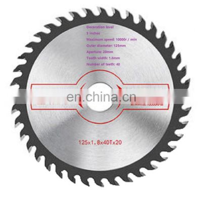 5 in 40 teeth High speed steel circular saw blade for wood cutting