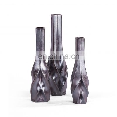 Luxury Gold Silver Black And White Spiral Design Creative Home Craft Ceramic Vase for Table Decoration