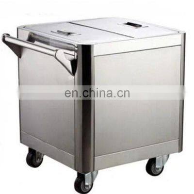 Factory direct wheeled mobile stainless steel 50KG flour car rice flour car hand push type sugar powder storage car price