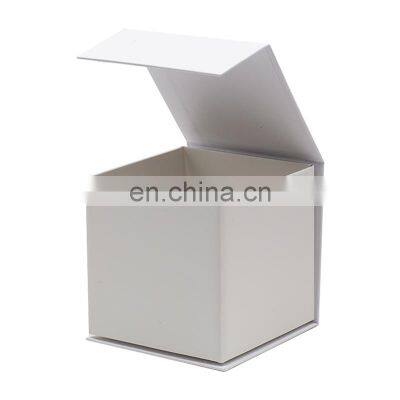 Custom White Small Cube Shape Magnetic Tealight Candle Retail Rigid Gift Box With Ribbon photo-5