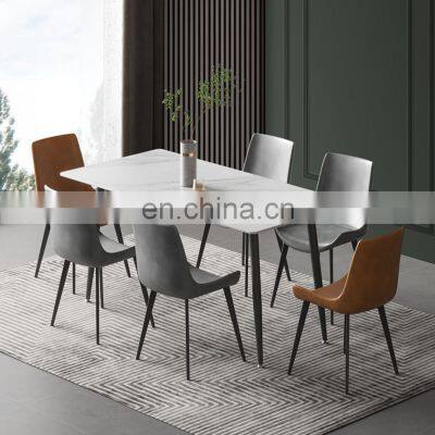 Marble Dining Room Set And Chair Metal Modern Luxury Dinning New Household Rectangular Marble Tables Furniture Dining Room Sets