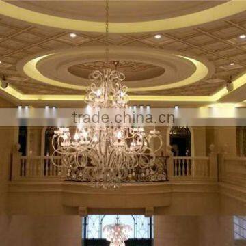 Ornate Atrium Chandelier with Iron Scroll Finish