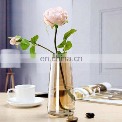 New Design Wholesale Nordic Wedding Garden Home Decorative Creative Round Modern Orange Painting Crystal Glass Pot Flower Vase