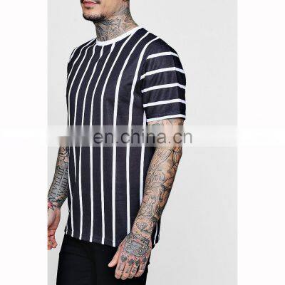 Trendy Stripes Custom Sublimation Graphic Tees Street Wear Fashion T-shirt For Men