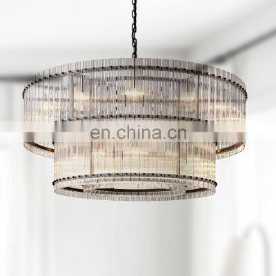 Modern Industrial Style Rivet Crystal Piece Chandelier Lighting Fixture for Living Room Kitchen Island Dining Room Foyer Lobby