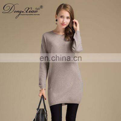 Hot Sale 100% Cashmere Pullover Sweater Women Vintage Style O-Neck Knit Top Pockets Long Length Winter OEM Service Available photo-3